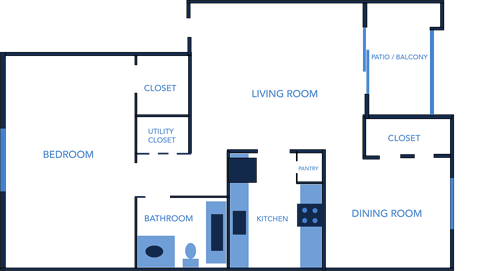 One Bedroom, One Bathroom 755 Sq Ft Apartment Home at Captiva Club Apartments in Tampa, Florida
